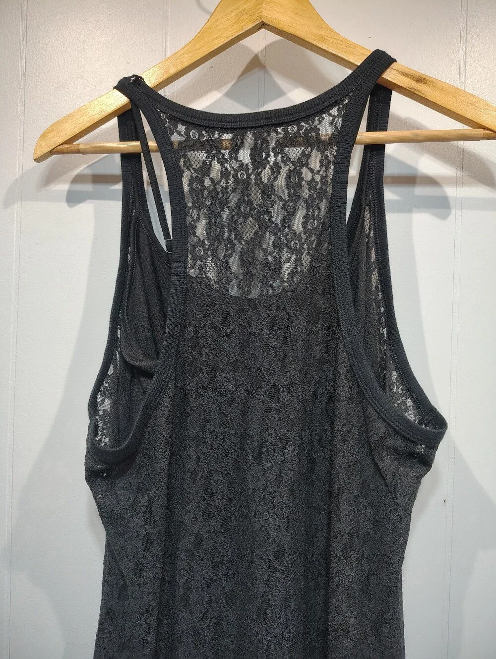 Aerie Black Lace Maxi Dress XL Sheer Overlay Slip Boho Festival Resort Vacation - Picture 9 of 11